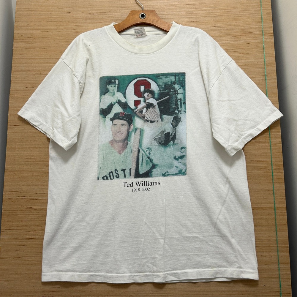 Vintage AmeriTees Ted Williams Boston Red Sox Memorial Graphic T-Shirt XL White